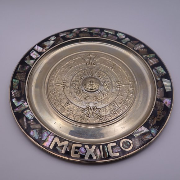 Alpaca Mexico Aztec Mayan Calendar Plate - Picture 1 of 12
